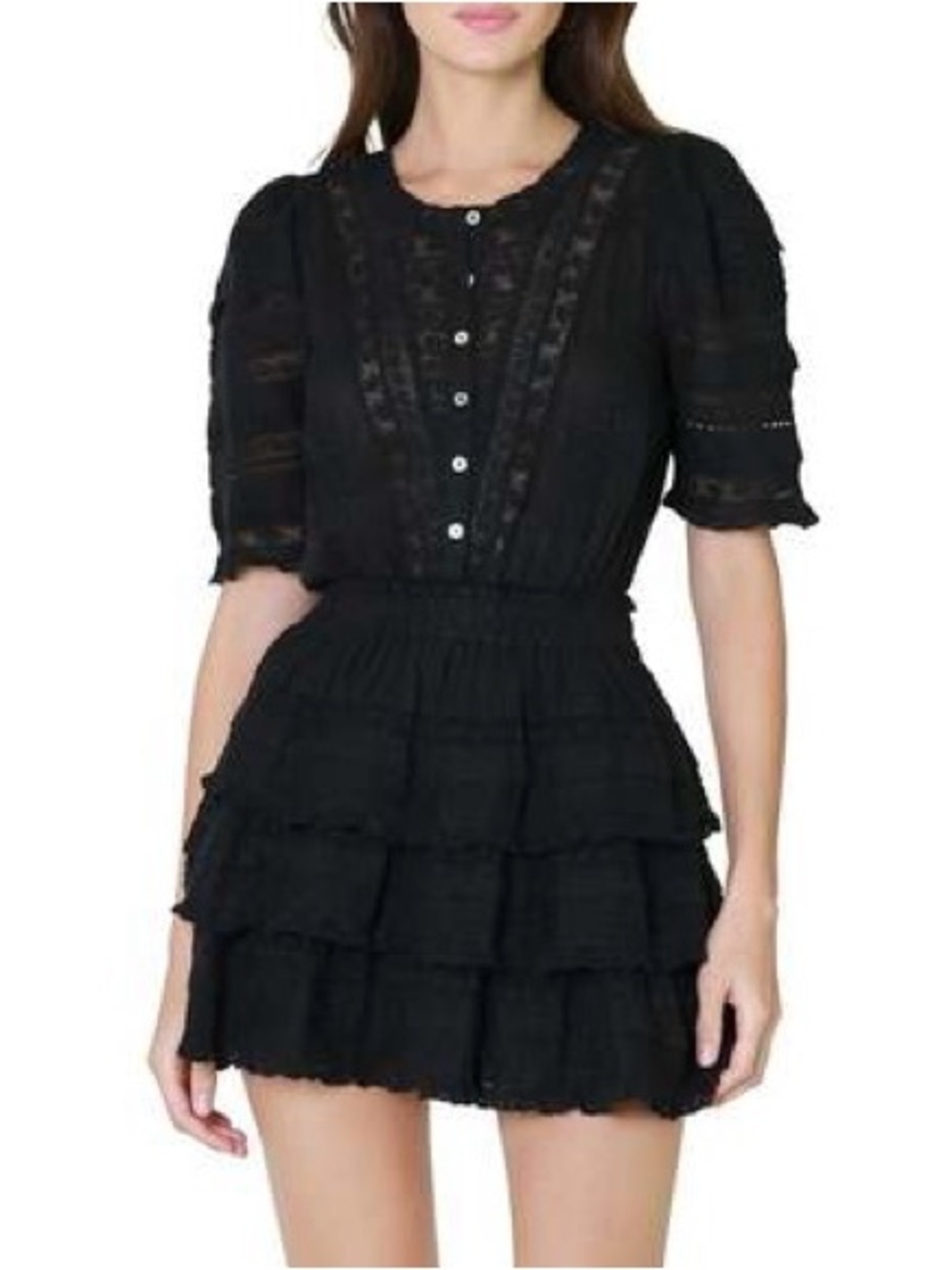 RARE LoveShackFancy Black Quincy Heritage Cotton Mini Dress - L